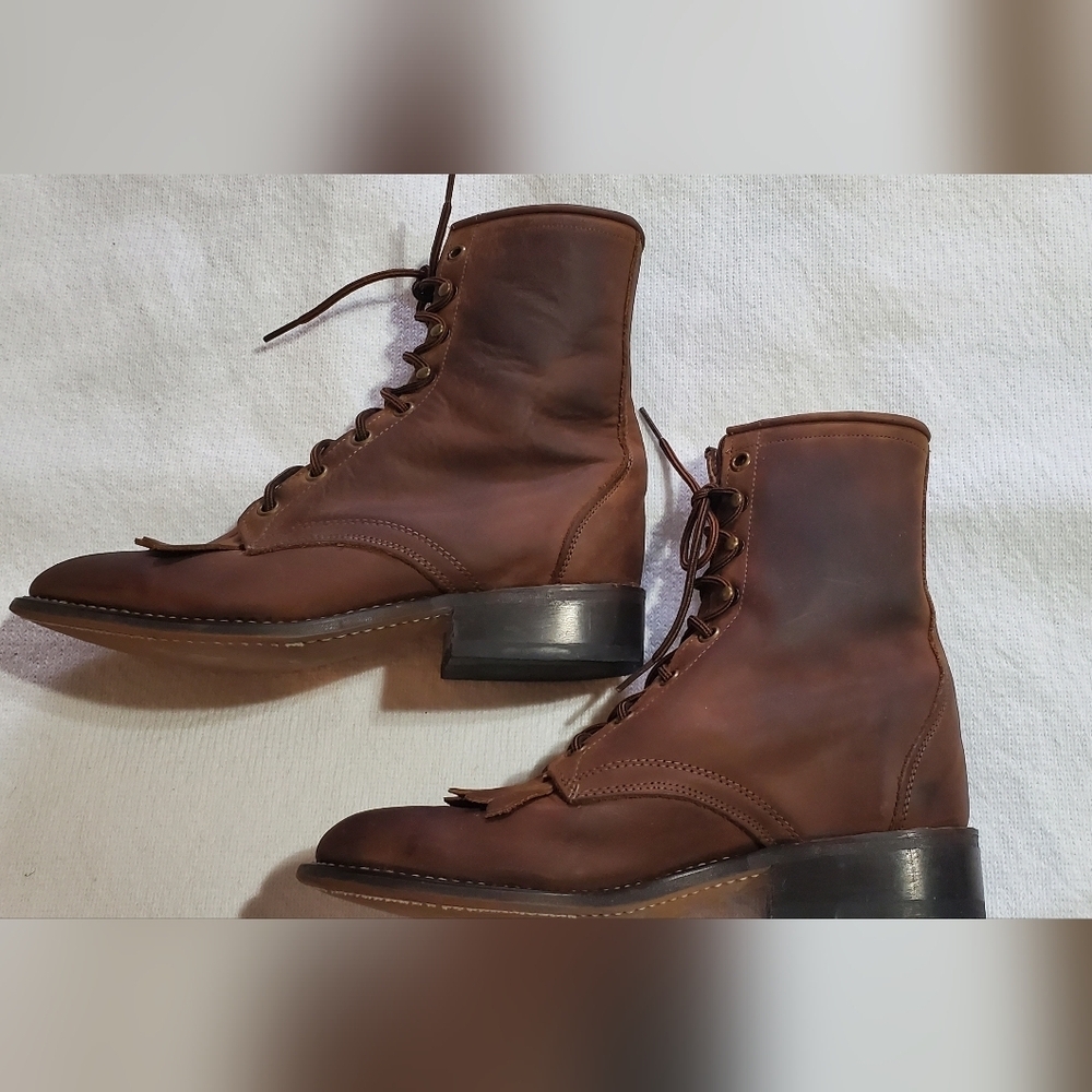 Laredo VGT Women's  Brown Leather Fringe Kiltie Boots. Soft Leather Sz 6 1/2 - Picture 5 of 6